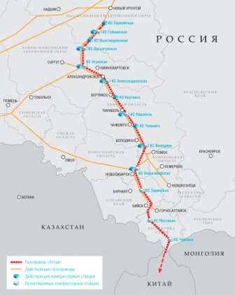 Схема газопровода "Алтай"