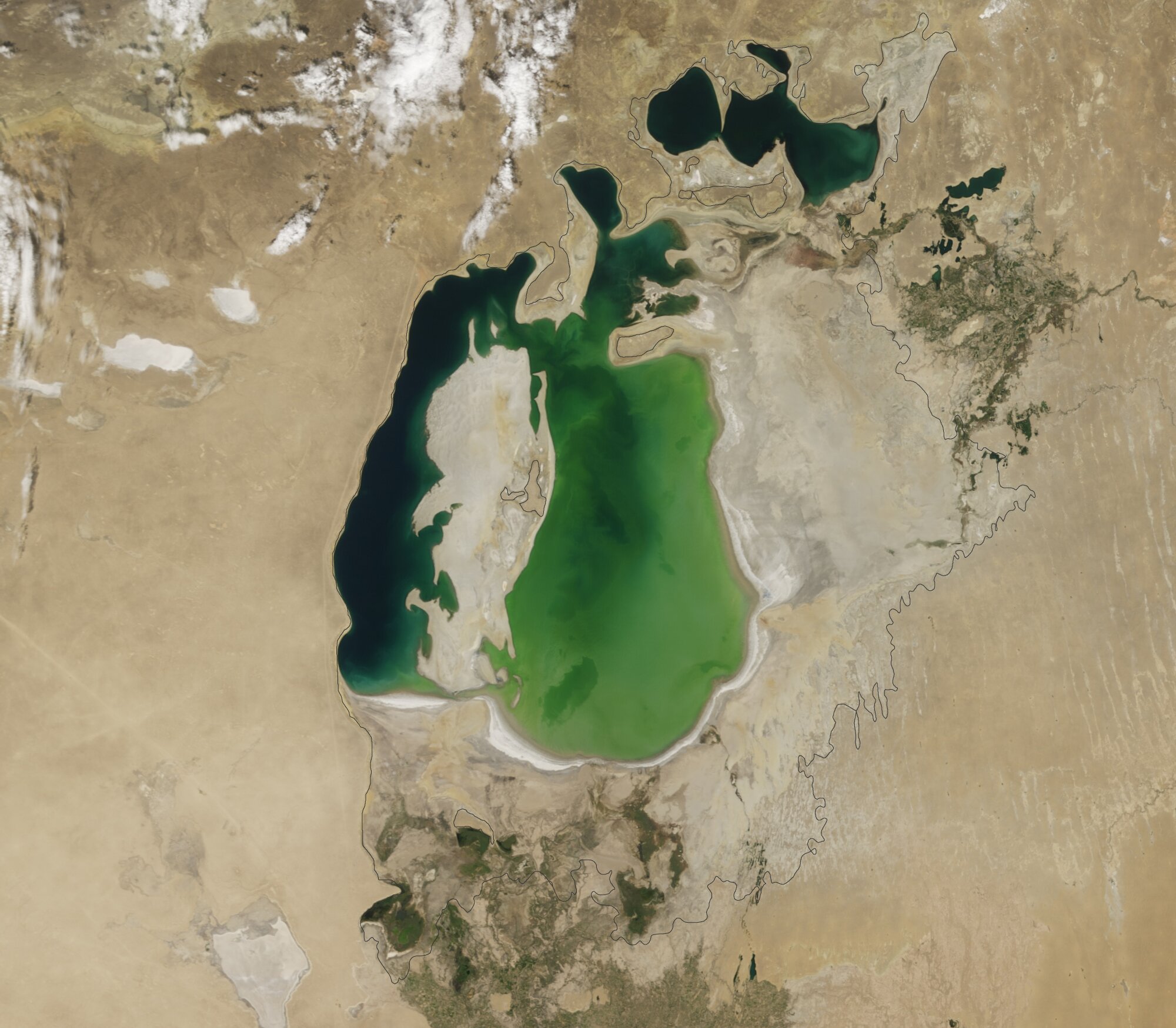 Аральское море в 2000 году, снимок со спутника