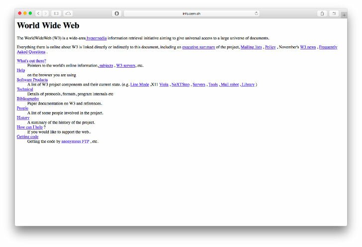 Первый сайт в мире, созданный в 1990г.
